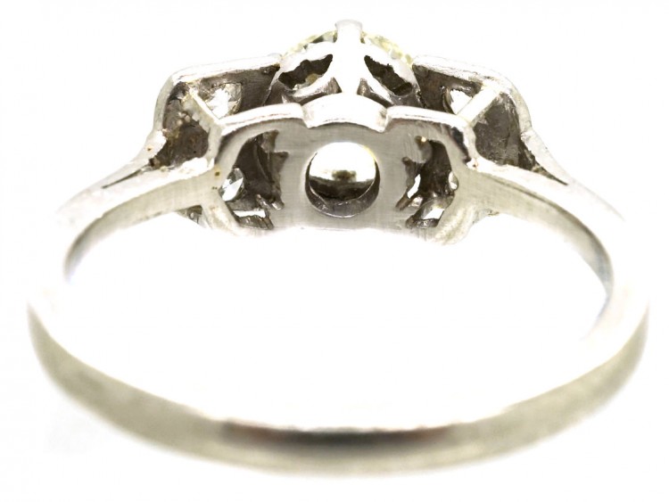 Art Deco Solitaire Ring With Diamond Shoulders