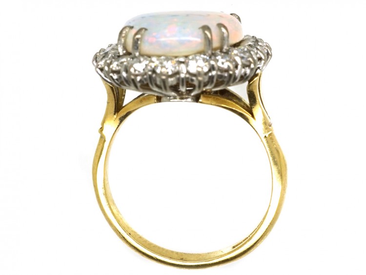 Large Opal & Diamond Cluster Ring