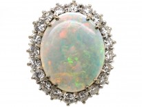 Large Opal & Diamond Cluster Ring