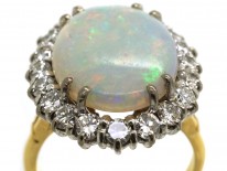 Large Opal & Diamond Cluster Ring