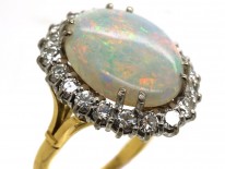 Large Opal & Diamond Cluster Ring