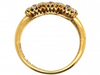 Victorian 18ct Gold, Ruby & Diamond Triple Cluster Ring