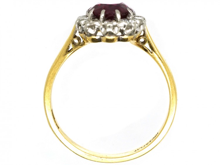 18ct & Platinum, Ruby & Diamond Cluster Ring