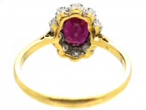 18ct & Platinum, Ruby & Diamond Cluster Ring