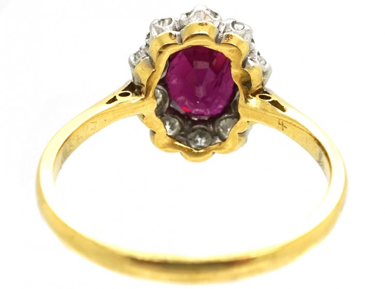 18ct & Platinum, Ruby & Diamond Cluster Ring