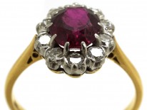 18ct & Platinum, Ruby & Diamond Cluster Ring