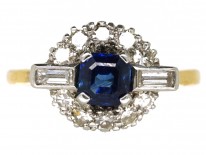 Art Deco 18ct Gold & Platinum, Sapphire & Diamond Ring