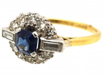 Art Deco 18ct Gold & Platinum, Sapphire & Diamond Ring