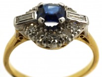Art Deco 18ct Gold & Platinum, Sapphire & Diamond Ring