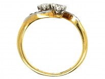Edwardian 18ct Gold & Platinum, Two Diamond Crossover Ring