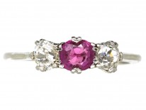 Platinum, Ruby & Diamond Three Stone Ring