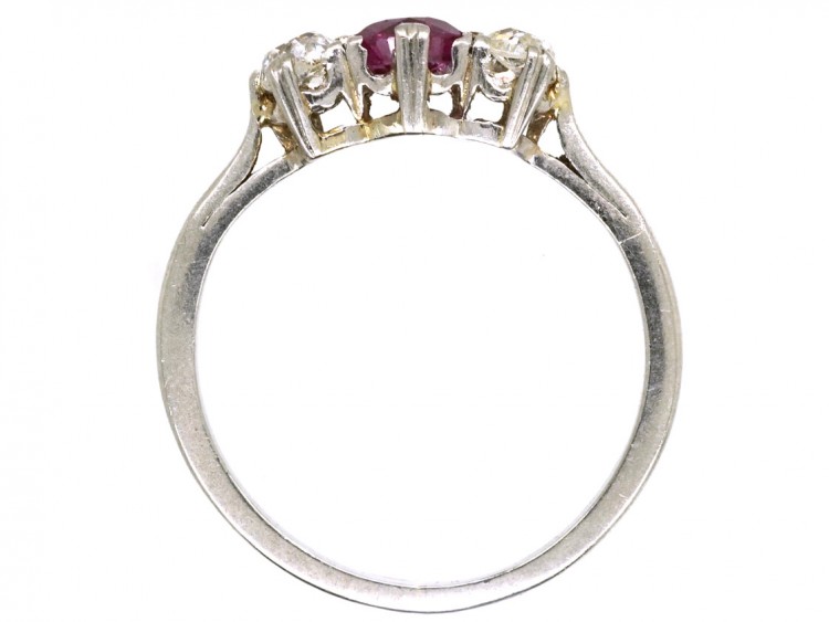 Platinum, Ruby & Diamond Three Stone Ring