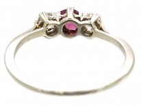 Platinum, Ruby & Diamond Three Stone Ring