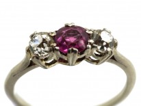 Platinum, Ruby & Diamond Three Stone Ring
