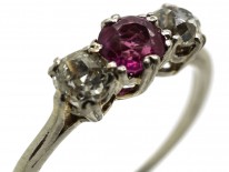 Platinum, Ruby & Diamond Three Stone Ring