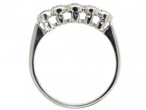 Edwardian 18ct White Gold Five Stone Sapphire & Diamond Ring