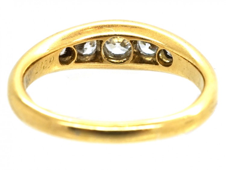 Edwardian 18ct Gold Five Stone Diamond Boat Shaped Ring