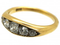 Edwardian 18ct Gold Five Stone Diamond Boat Shaped Ring