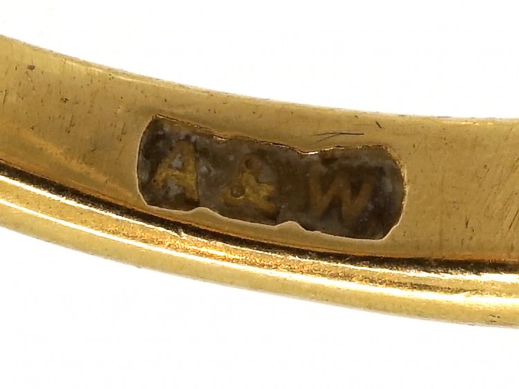Edwardian 18ct Gold Five Stone Diamond Boat Shaped Ring
