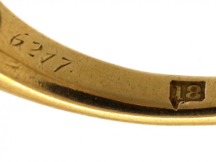 Edwardian 18ct Gold Five Stone Diamond Boat Shaped Ring