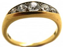 Edwardian 18ct Gold Five Stone Diamond Boat Shaped Ring