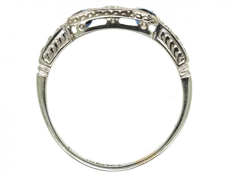 Art Deco 18ct Gold & Platinum, Sapphire & Diamond Ring