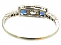 Art Deco 18ct Gold & Platinum, Sapphire & Diamond Ring