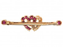 Edwardian Ruby & Diamond Double Heart Brooch