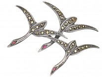 Silver & Marcasite Flying Geese Brooch
