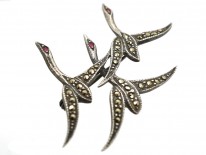 Silver & Marcasite Flying Geese Brooch