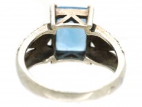 Art Deco Silver, Marcasite & Blue Paste Ring