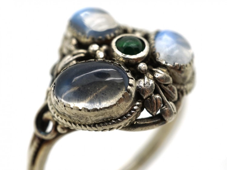 Arts & Crafts Silver & Moonstone Ring Attributed to Henry George Murphy