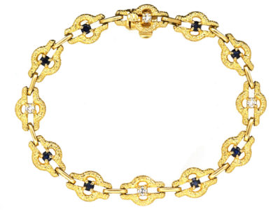 French 18ct Gold Sapphire & Diamond Bracelet