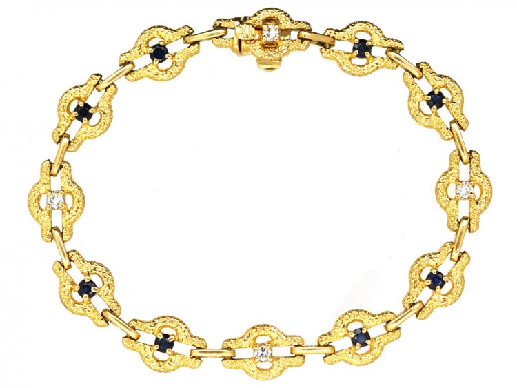 French 18ct Gold Sapphire & Diamond Bracelet