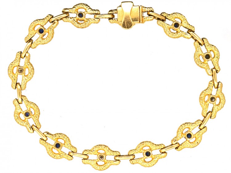 French 18ct Gold Sapphire & Diamond Bracelet