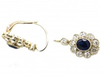 Austrian Art Deco 14ct White Gold Sapphire & Diamond Earrings