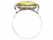 Art Deco Silver, Marcasite & Yellow Paste Ring