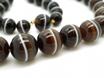 Victorian Banded Onyx Bead Necklace