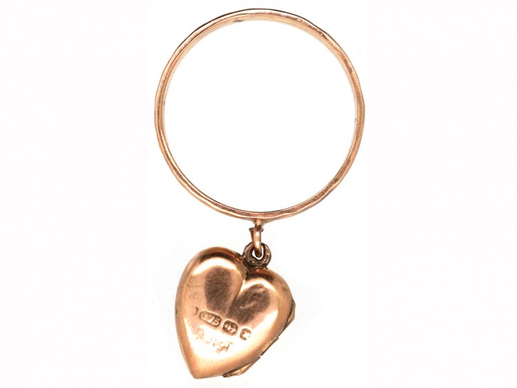 Edwardian 9ct Gold Ring With Heart Locket