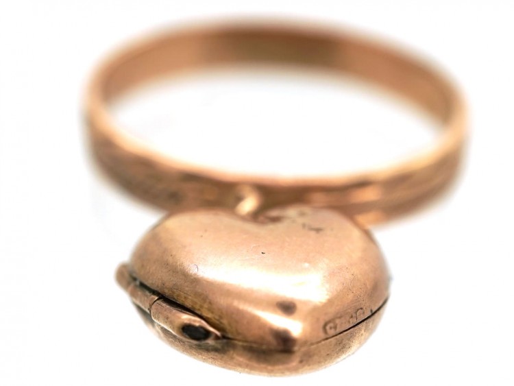 Edwardian 9ct Gold Ring With Heart Locket