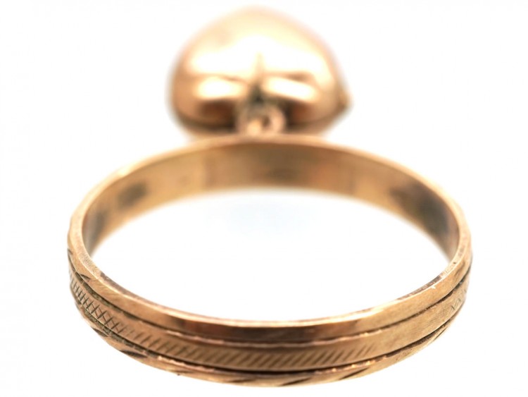 Edwardian 9ct Gold Ring With Heart Locket