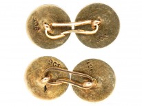 Edwardian 9ct Gold, Green & White Enamel Cufflinks