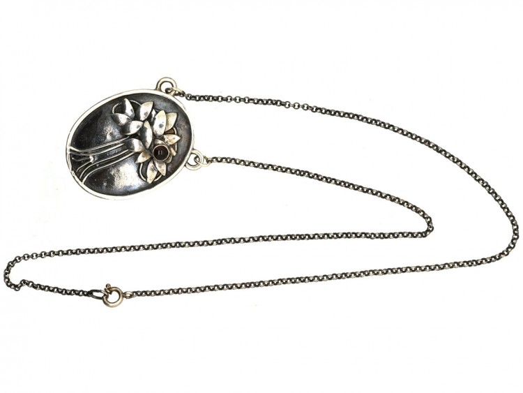 Art Deco Silver Pendant on Chain