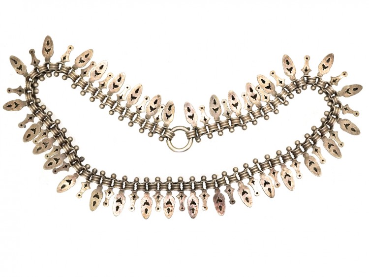 Victorian Silver Collar With Acorn Drops
