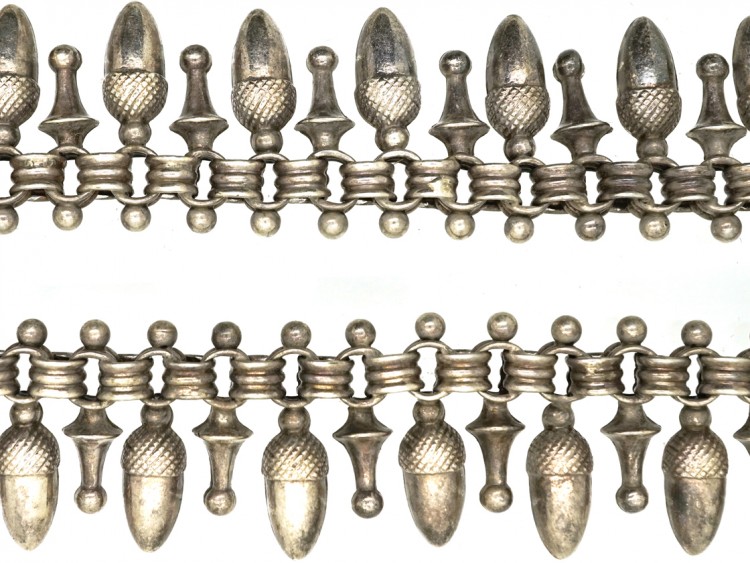 Victorian Silver Collar With Acorn Drops