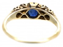 Edwardian 18ct Gold, Sapphire & Diamond Carved Half Hoop Ring
