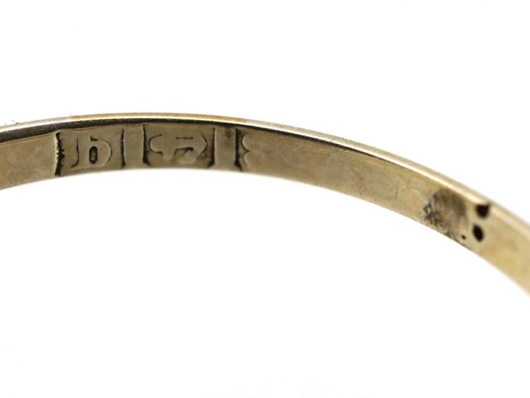 Edwardian 18ct Gold, Sapphire & Diamond Carved Half Hoop Ring