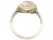 18ct White Gold Ring With Carved Moonstone Cameo