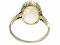 18ct White Gold Ring With Carved Moonstone Cameo