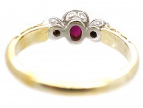 18ct Gold, Ruby & Diamond Three Stone Ring
